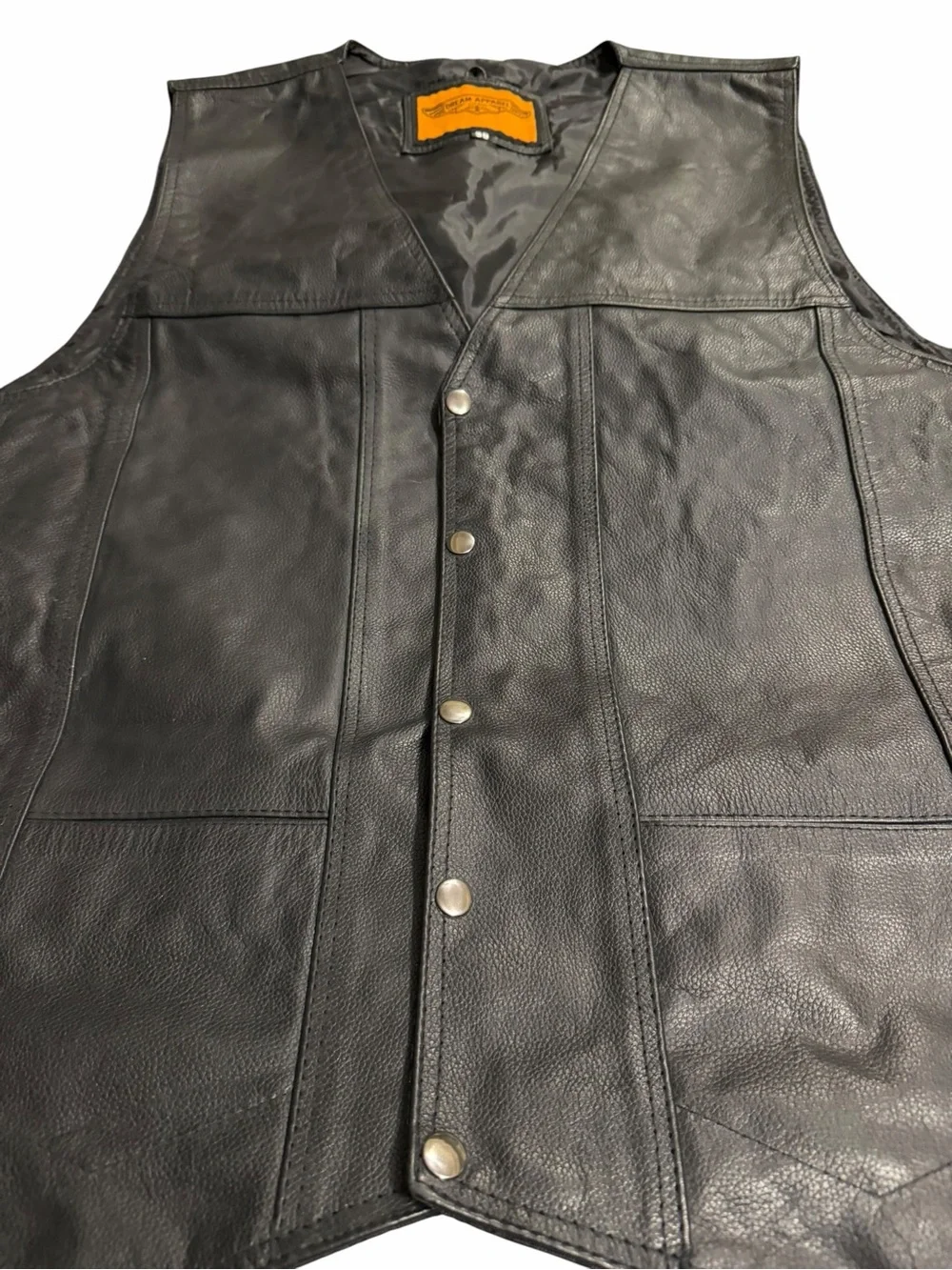Dream Apparel/Men’s Soft Plain Naked Cowhide Leather Motorcycle Vest/SIZE: 58
